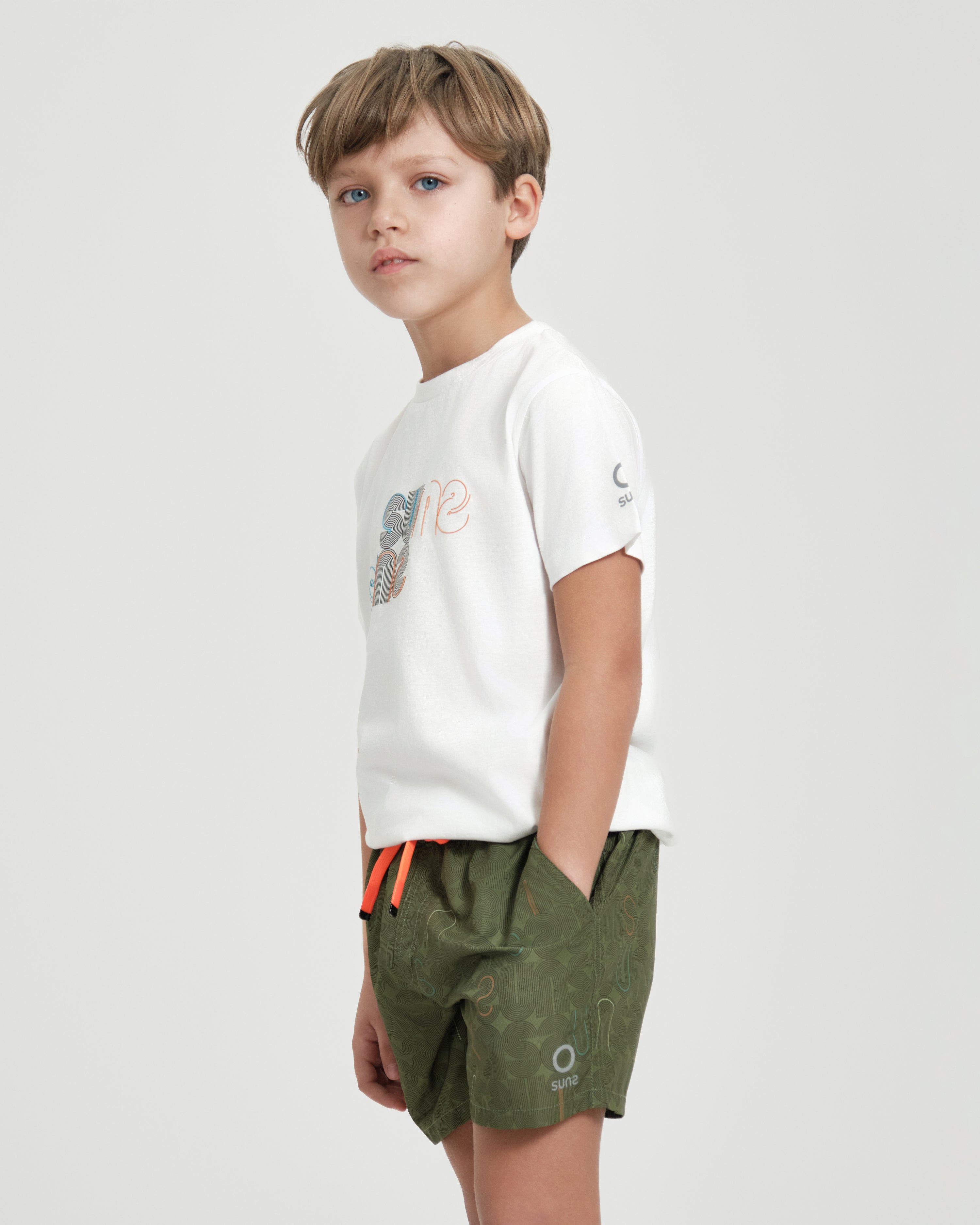 T-shirt bambino SUNS K Paolo Grid con grafica frontale-zoom-2